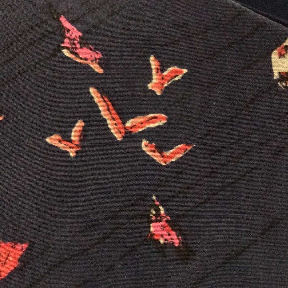 Madewell Silk Dress Size 6 Navy with Abstract Red birds Elastic waist Lined - Picture 12 of 14